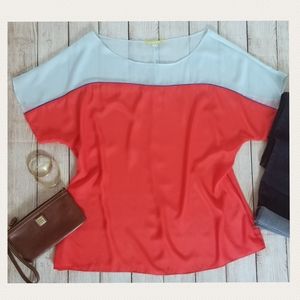 Sz L Gianni Bini Color Block Blouse